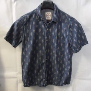 Men's Blue Patterned Casual Button Down Shirt